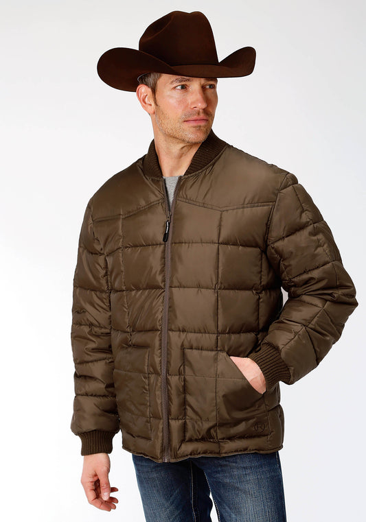 Mens Brown Poly-filled Jacket