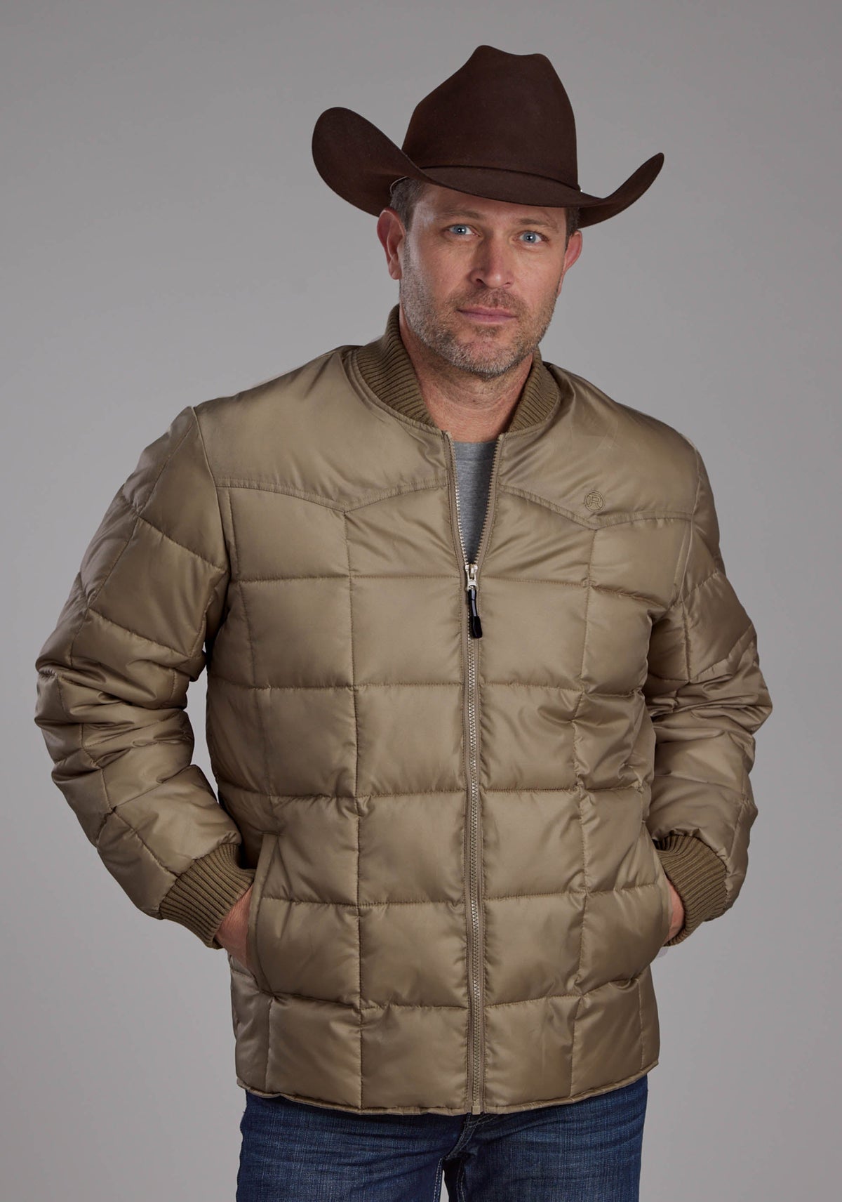 Mens Khaki Zipper Jacket