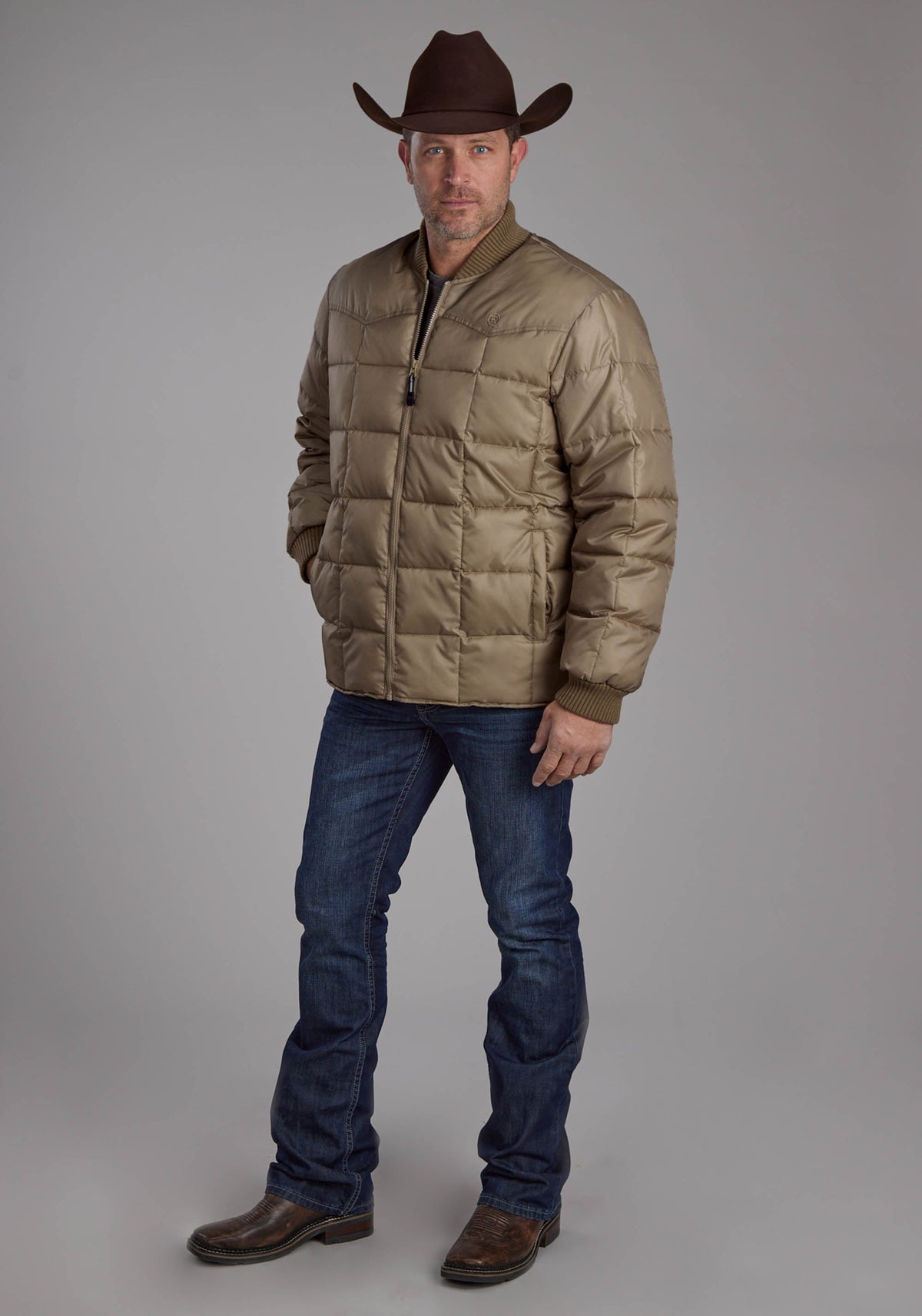 Mens Khaki Zipper Jacket