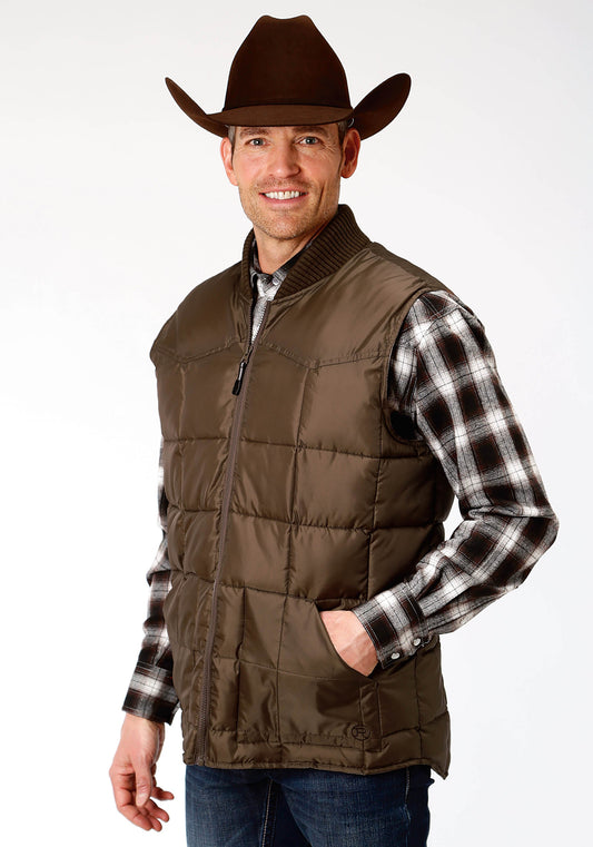 Mens Brown Poly-filled Vest