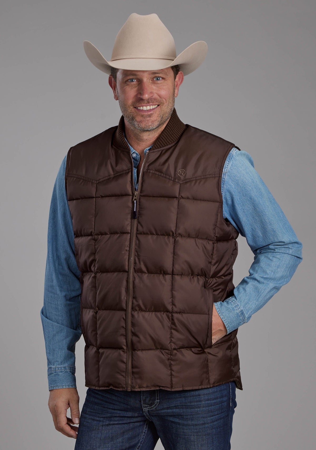 Mens Chocolate Zipper Vest