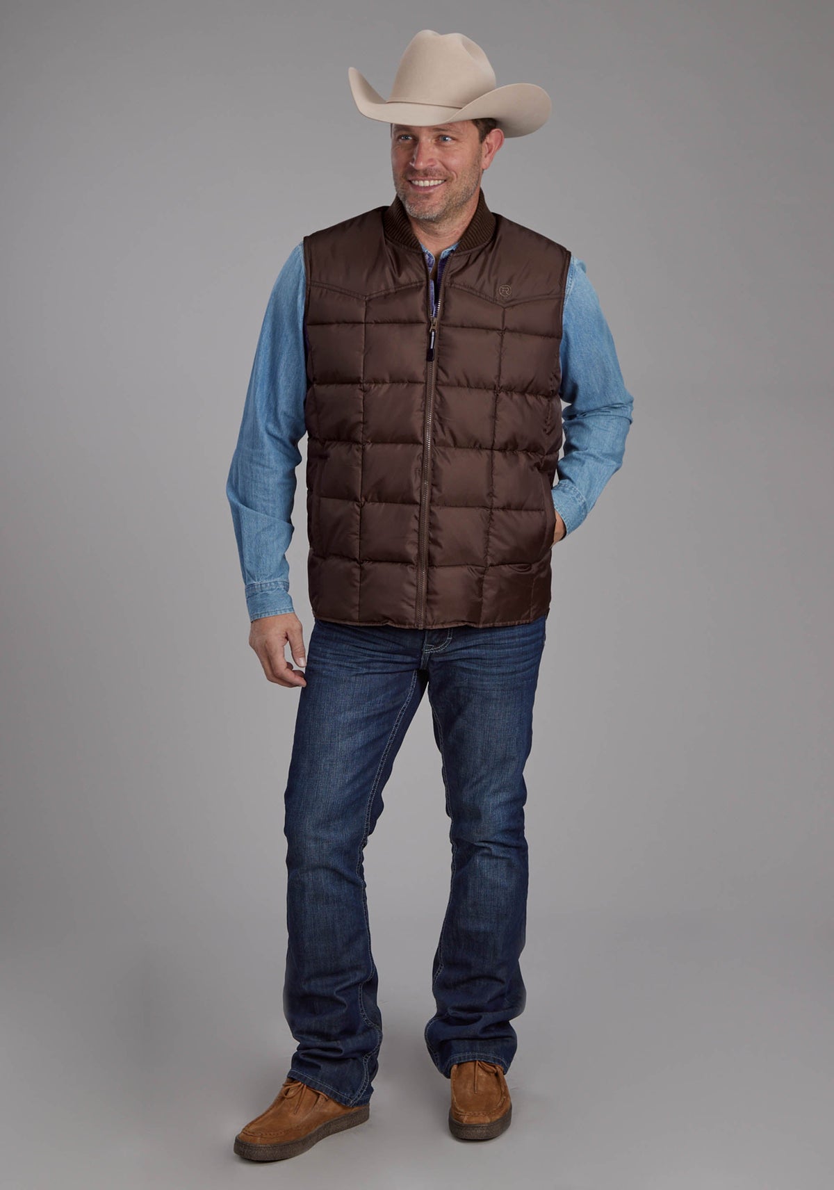 Mens Chocolate Zipper Vest