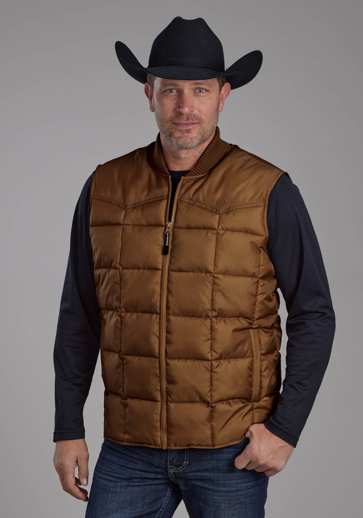 Mens Carmel Zipper Vest