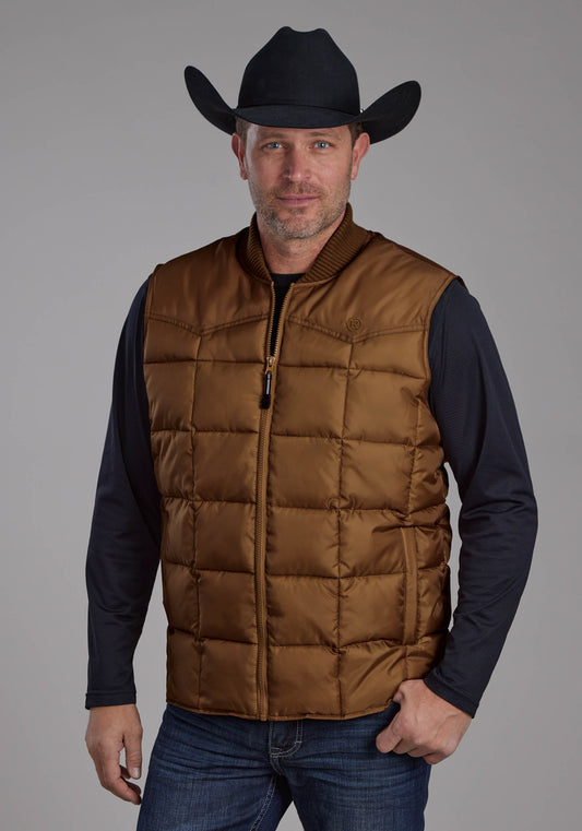 Mens Carmel Zipper Vest