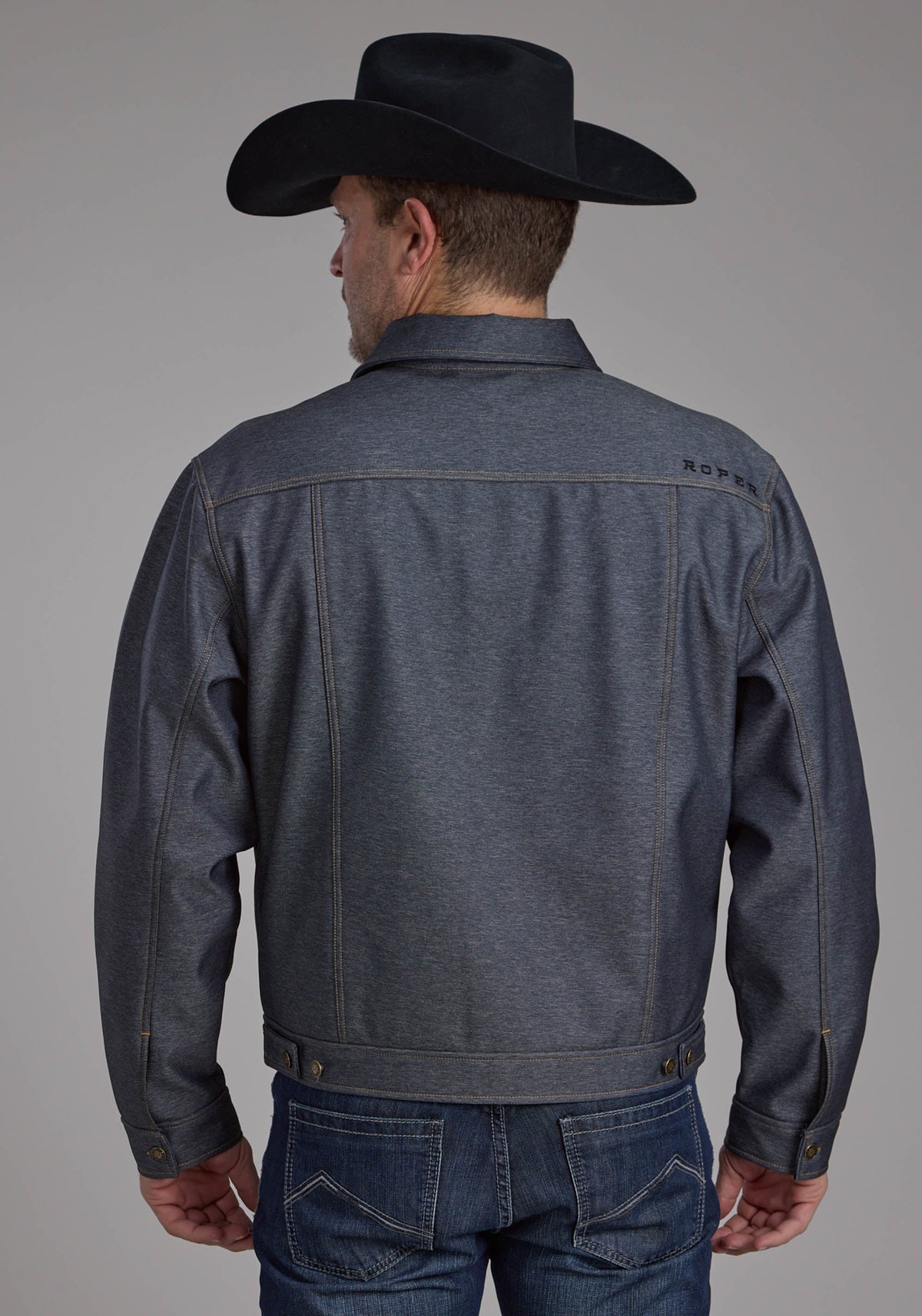 Mens Raised Denim Softshell Button Jacket