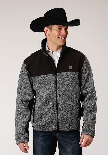Mens Heathered Charcoal Sweater Knit Jacket