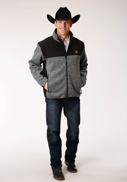 Mens Heathered Charcoal Sweater Knit Jacket