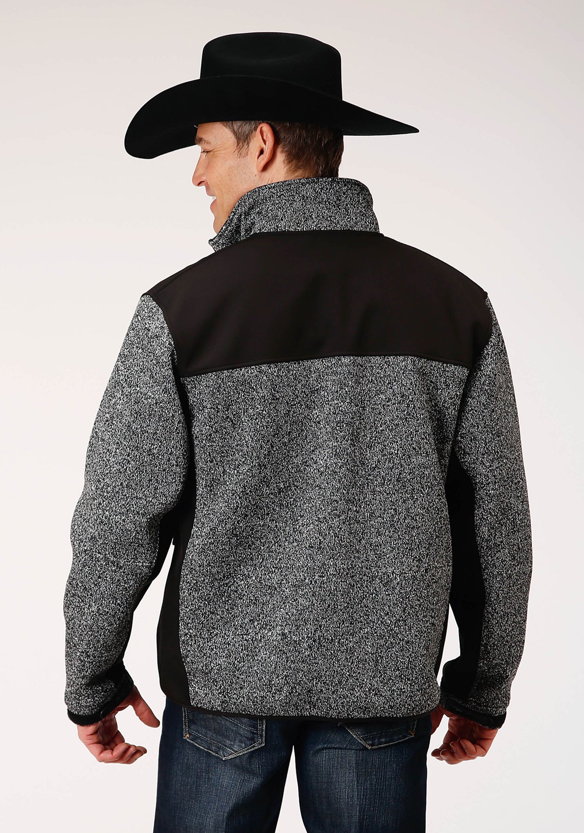 Mens Heathered Charcoal Sweater Knit Jacket