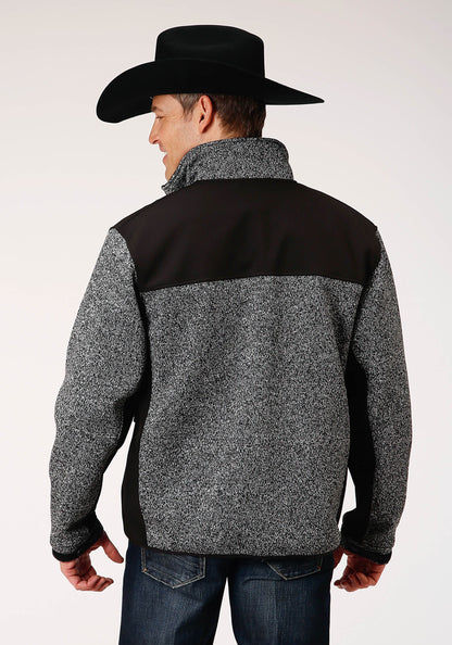 Mens Heathered Charcoal Sweater Knit Jacket