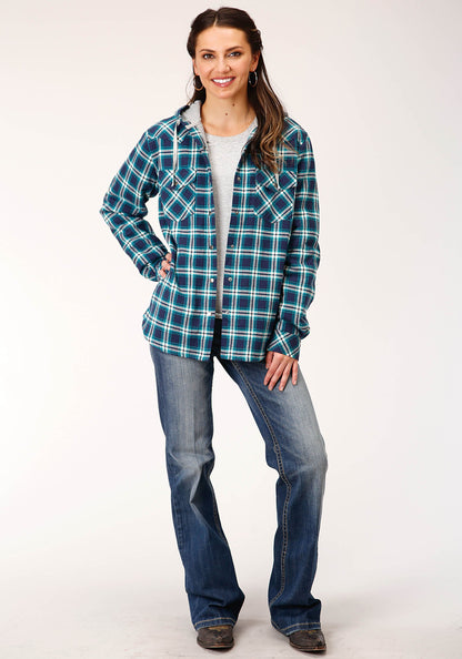 Womens Long Sleeve Snap Thermal Lined Flannel Shirt Jacket
