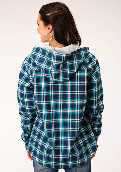 Womens Long Sleeve Snap Thermal Lined Flannel Shirt Jacket