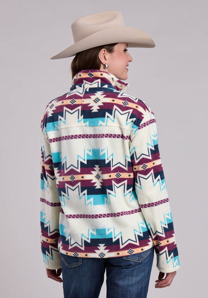 Womens Jacket Snap Large Aztec Print Fleece Pullover Western Jacket