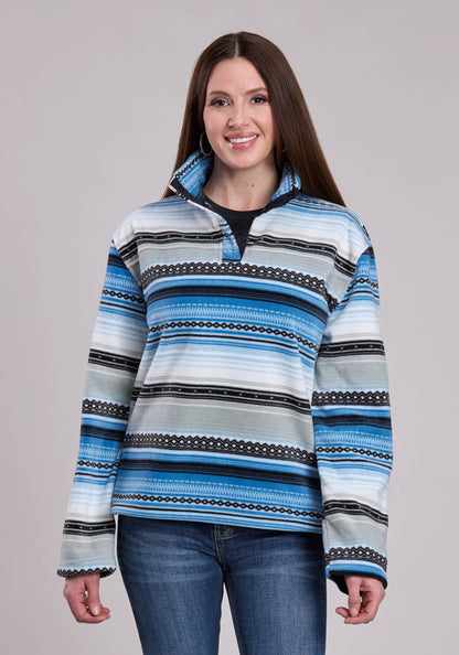 Womens Jacket Snap Blue Black Gray Horizontal Aztec Print P O Western Jacke
