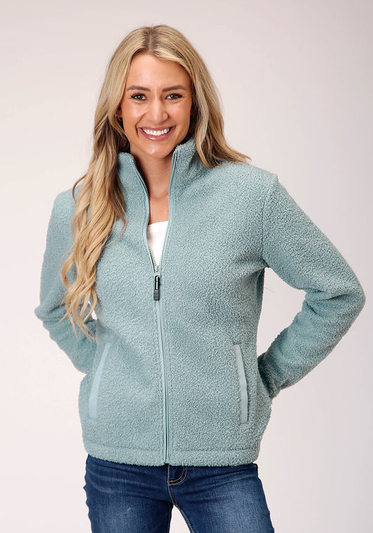 Womens Bonded Faux Lamb Fur Fleece Jckt Pullover