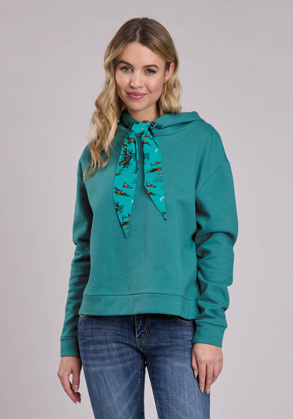 Womens Jacket Pullover Turquoise Fleece Slouchie Hoodie Western Jacket