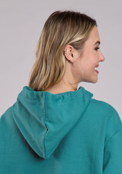 Womens Jacket Pullover Turquoise Fleece Slouchie Hoodie Western Jacket