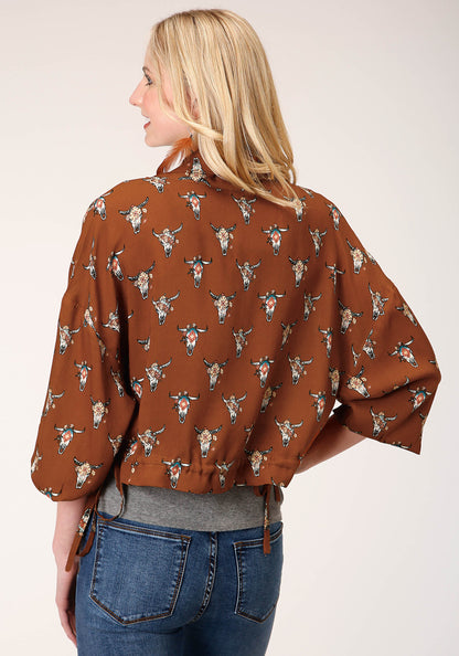 Womens Cowskulls Print Dolman Sleeve Jacket