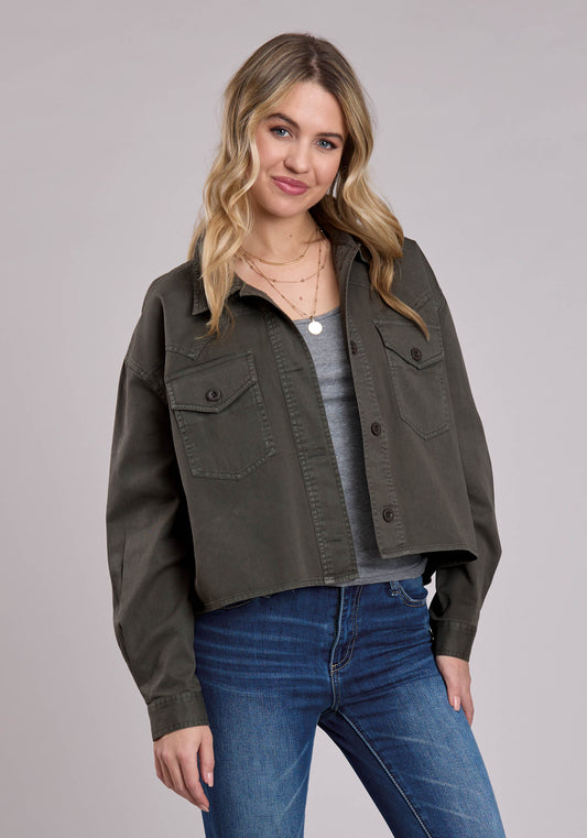 Womens Jacket Button Pigment Dyed Western Jacket