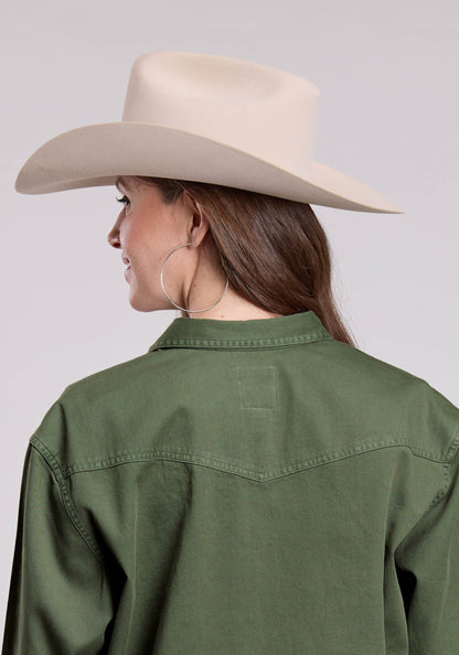 Womens Jacket Button Loden Pigment Dyed Shirt Western Jacket