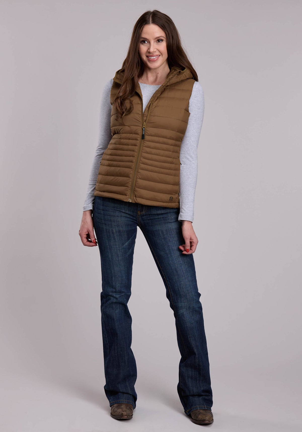 Womens Roper Crushable Down Filled Western Hooded Vest