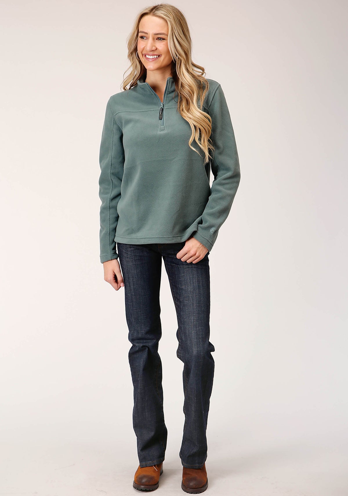 Womens Misty Green Micro Fleece Pullover