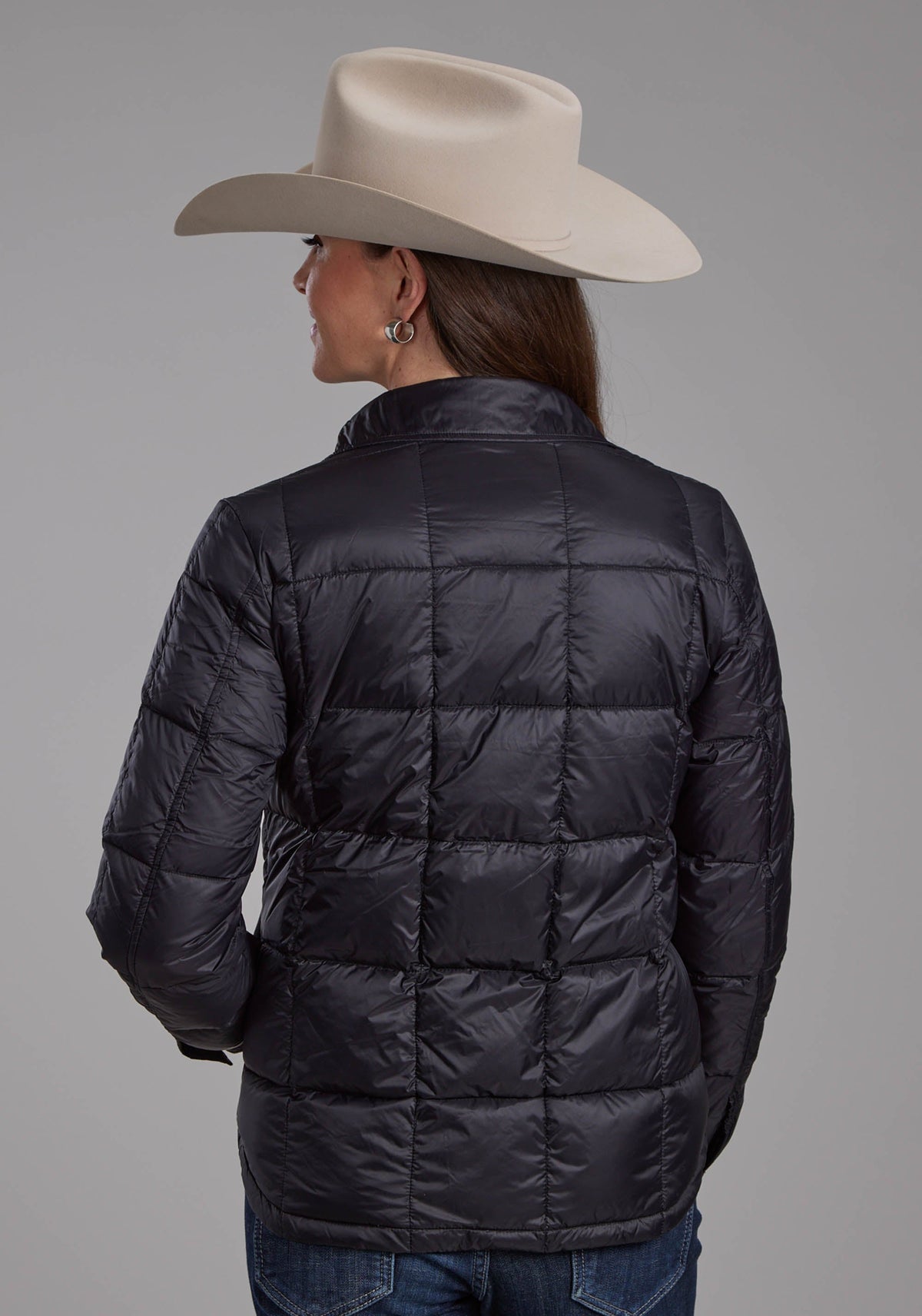 Womens Black Nylon Shirt Zipper Jacket