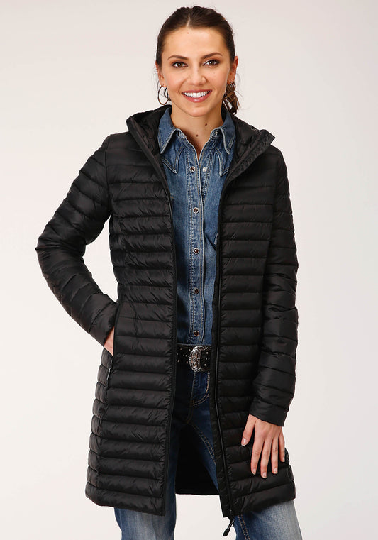 Womens Parachute Black Long Down Jacket