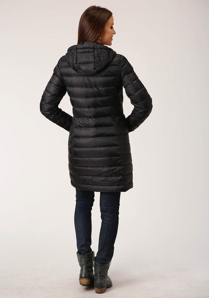 Womens Black Nylon Dwn Proof Coated Jacket