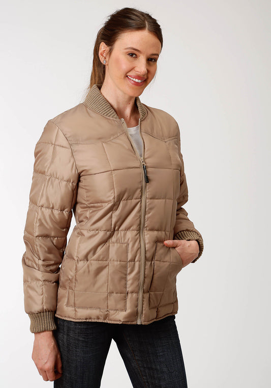 Womens Khaki Poly-filled Jacket