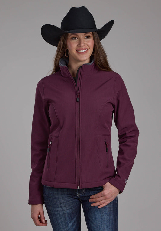 Womens Wine Heather With Gray Fleece Zipper Jacket