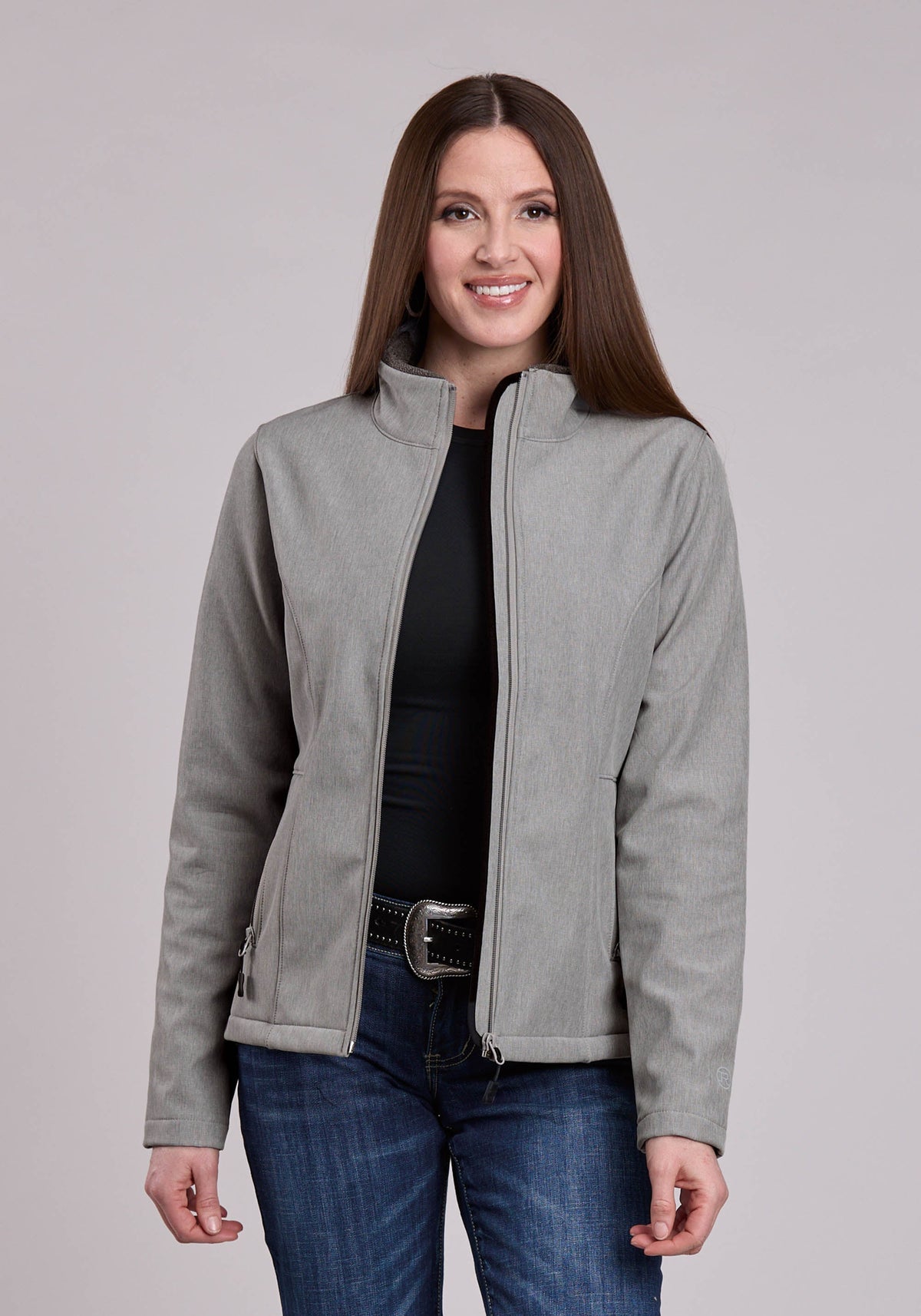 Womens Jacket Zipper Cream Grey Stripe Western Jacket