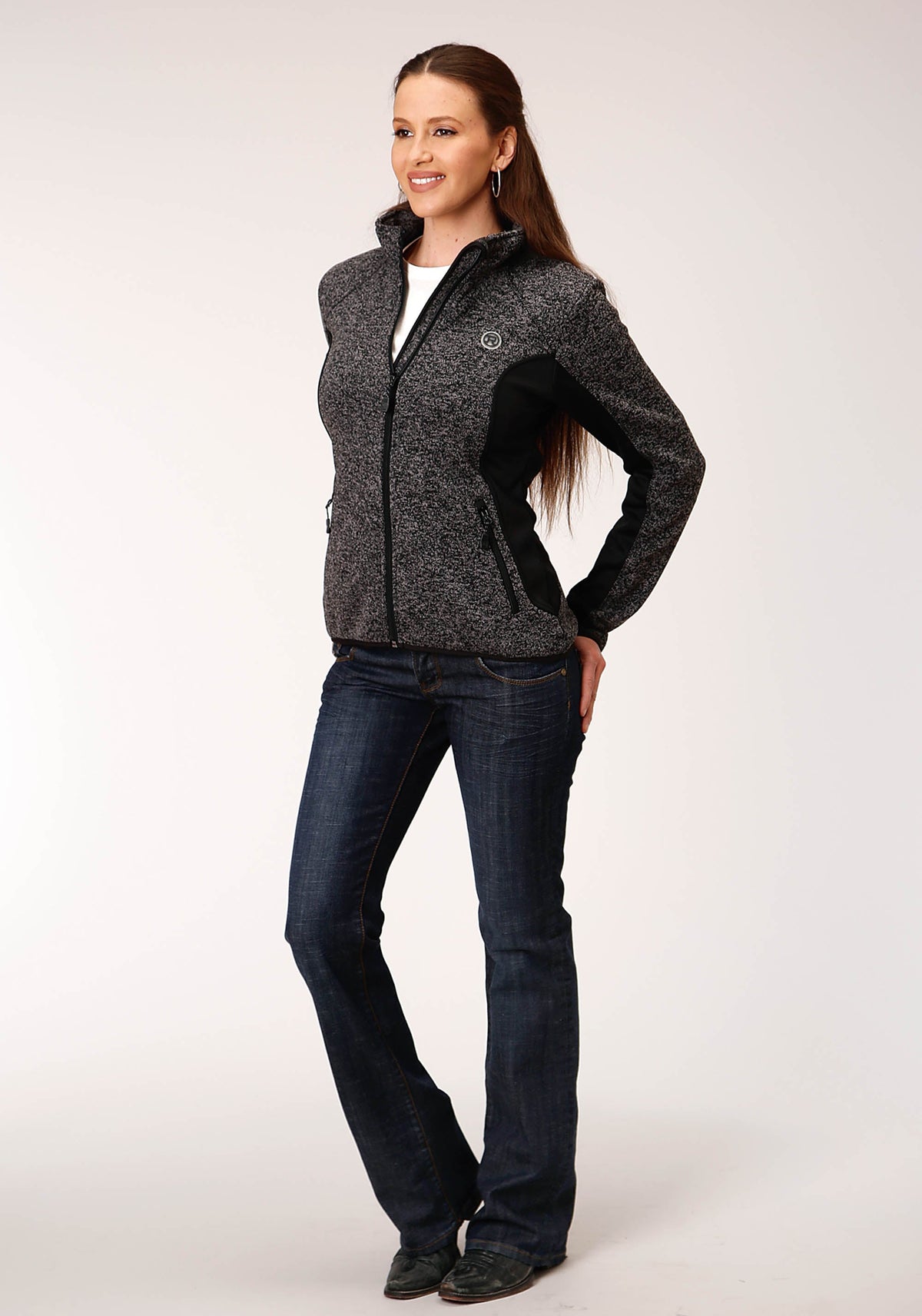 Womens Melange Charcoal Grey Tech Jacket