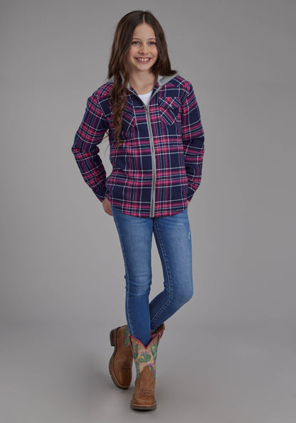 Girls Thermal Lined Flannel Shirt Snap Jacket