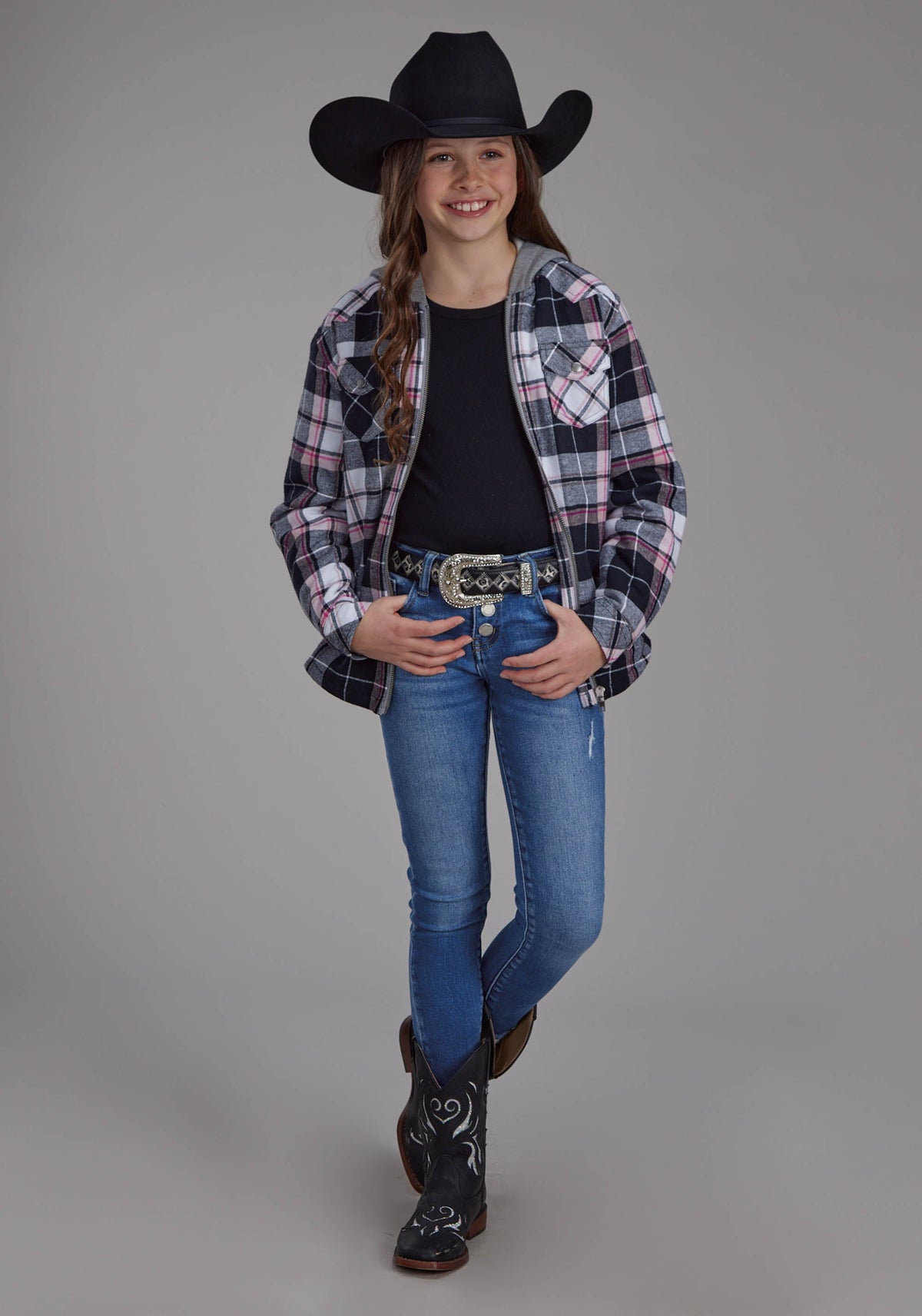 Girls Thermal Lined Flannel Shirt Snap Jacket