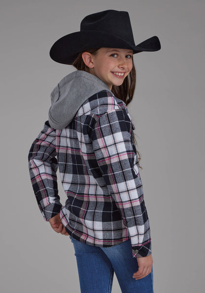 Girls Thermal Lined Flannel Shirt Snap Jacket
