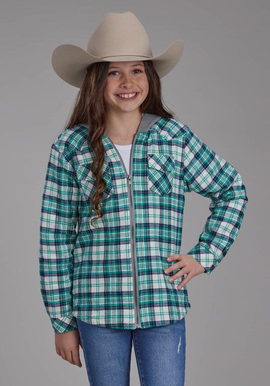 Girls Thermal Lined Flannel Shirt Snap Jacket