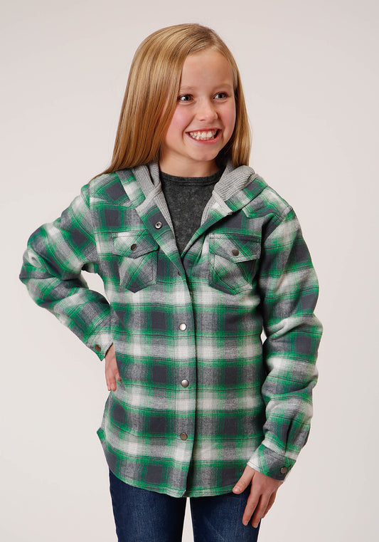Girls Long Sleeve Snap Thermal Lined Flannel Shirt Jacket