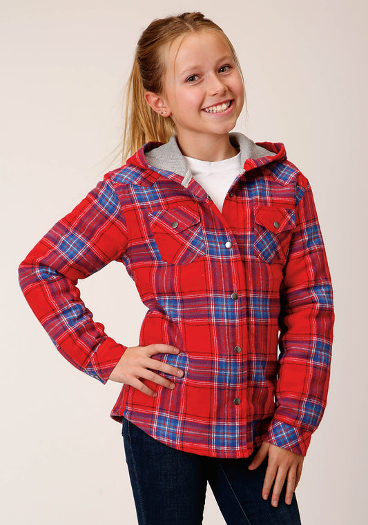 Girls Long Sleeve Snap Thermal Lined Flannel Shirt Jacket