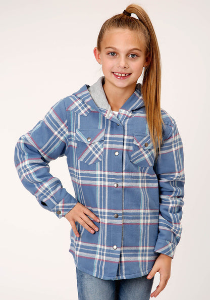 Girls Long Sleeve Snap Thermal Lined Flannel Shirt Jacket
