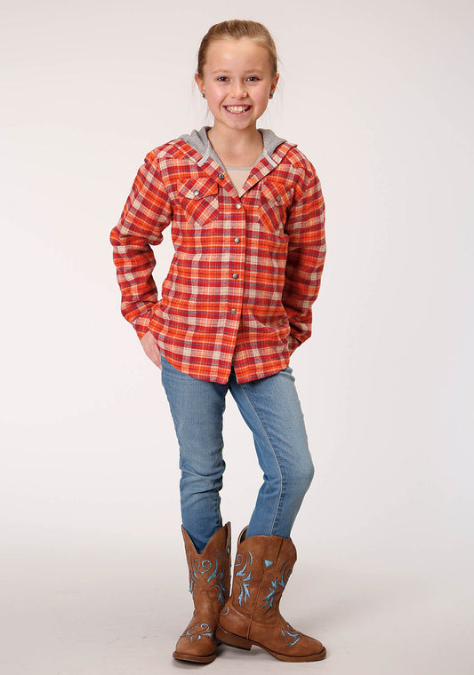 Girls Long Sleeve Snap Thermal Lined Flannel Shirt Jacket