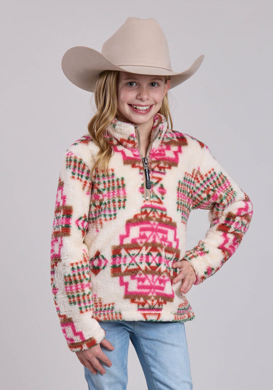 Girls Jacket Zipper 1/4 Zip Polar Fleece Pullover Western Jacket