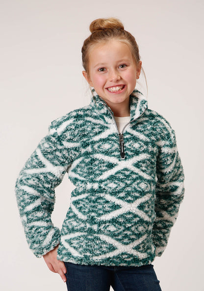 Girls Womens  Diamond Print Polar Fleece Pullover