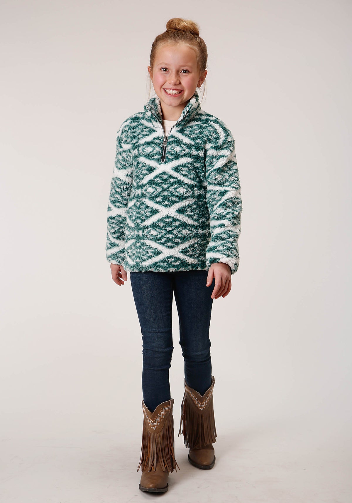 Girls Womens  Diamond Print Polar Fleece Pullover