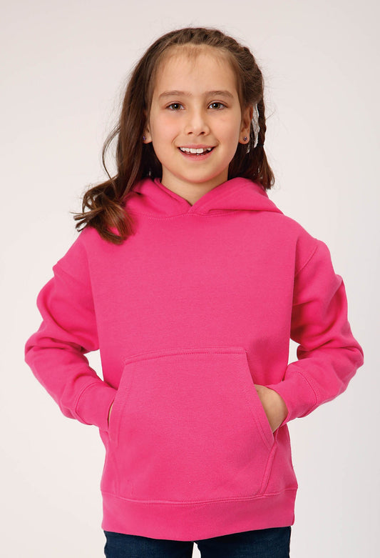 Girls Pink Pullover Hoodie With Front Pocket