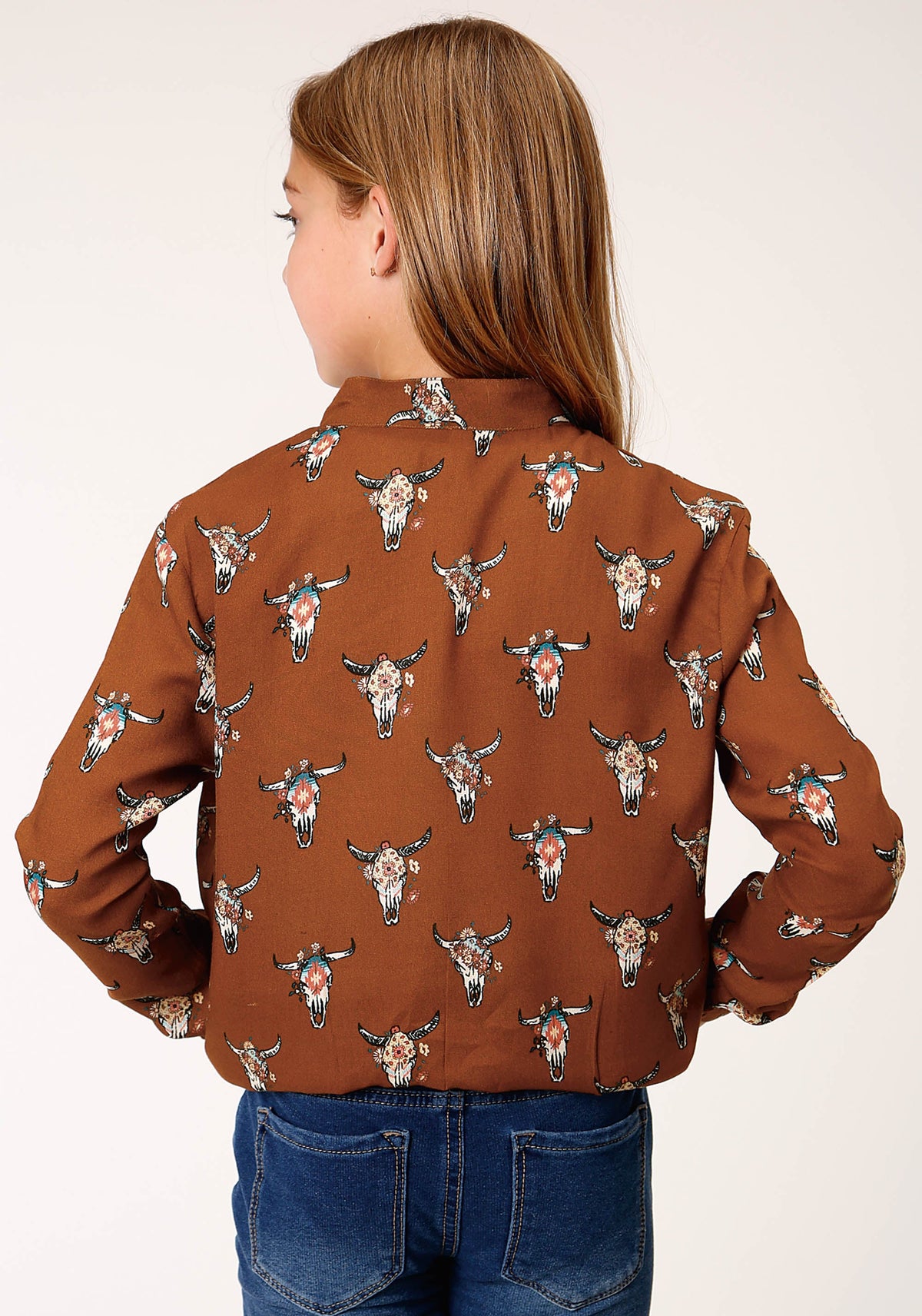 Girls Cowskulls Print Bomber Style Jacket