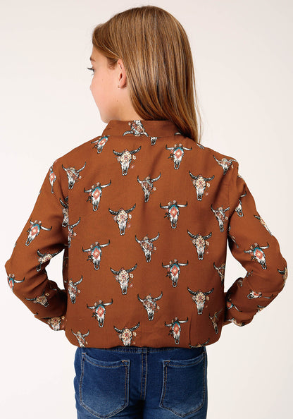 Girls Cowskulls Print Bomber Style Jacket