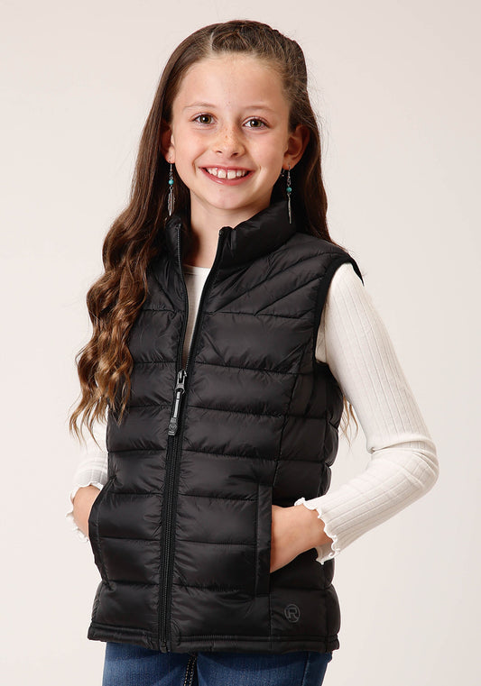 Girls  Black Nylon Parachute Down Vest