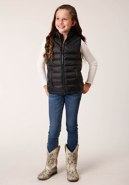 Girls  Black Nylon Parachute Down Vest