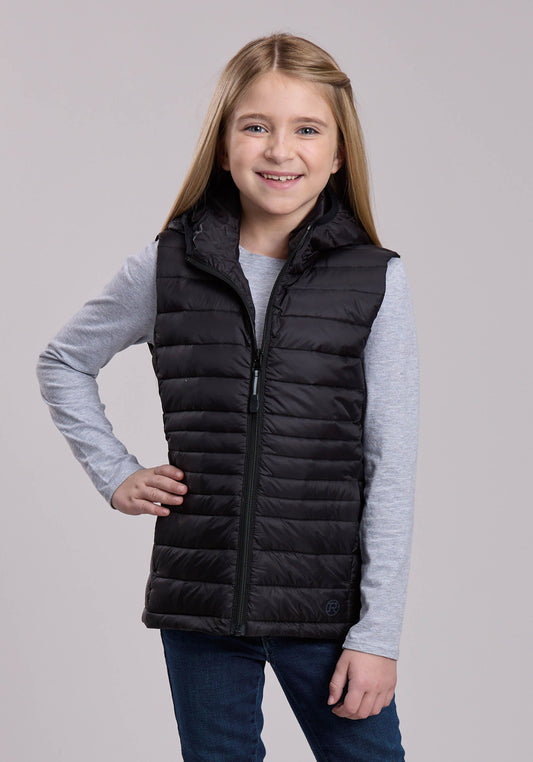 Girls Roper Crushable Down Filled Western Hooded Vest