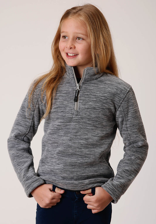 Girls Heathered Grey Fleece 3/4 Zip Pullover